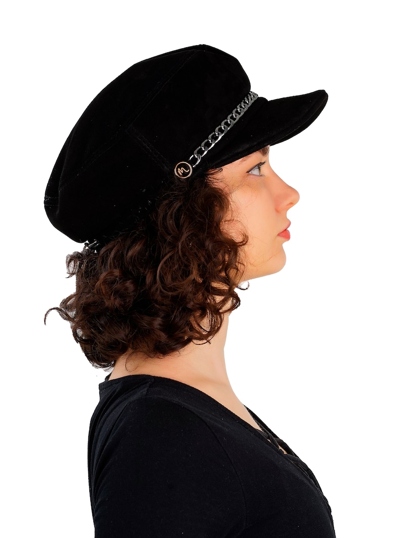 Women Leather Newsboy Hat Sheepskin Bakerboy Bakery Peaked Etsy