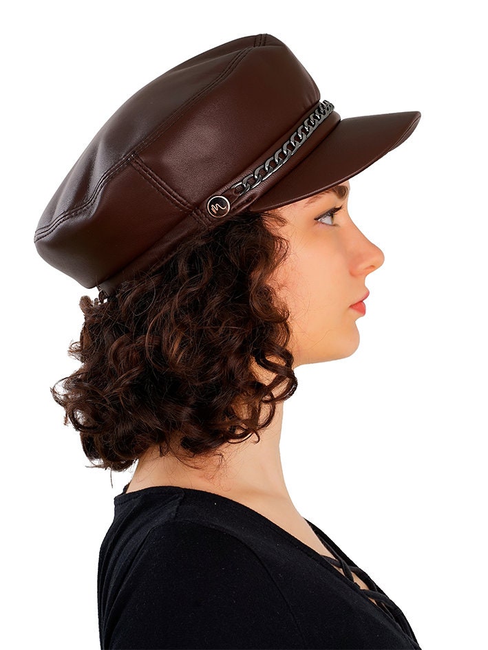 Genuine Sheepskin Leather Women\'s Newsboy Cap Adjustable Women main image 2