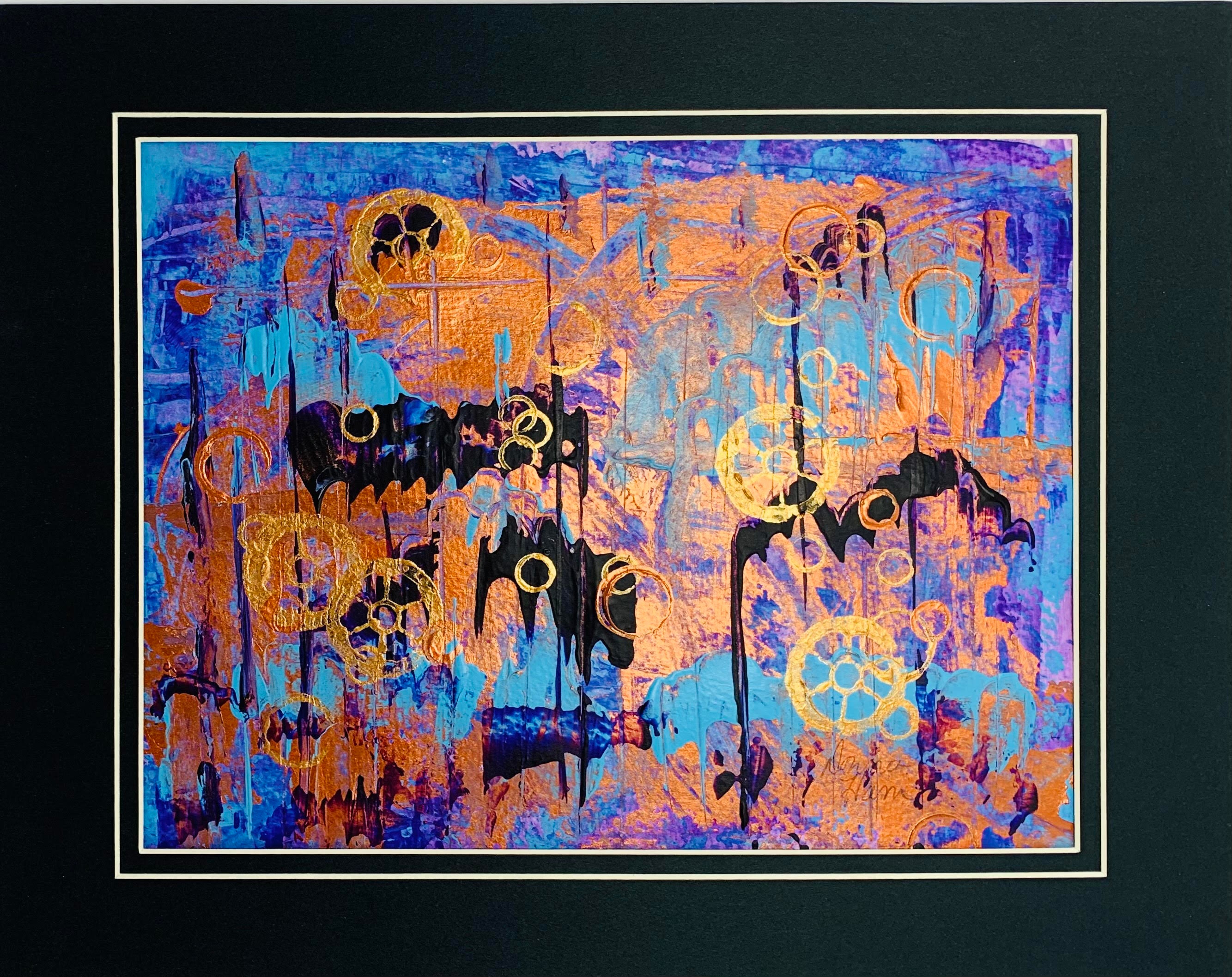 ORIGINAL Abstract Acrylic Painting on Watercolor Paper, 11 X 14 With