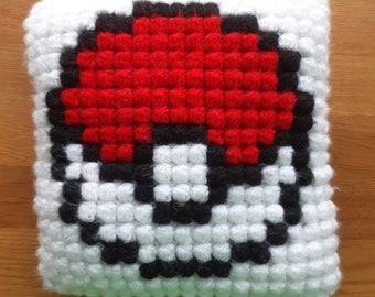 Cushion Pokéball Pixel Art Crochet Bobble Stitch