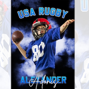 Rugby Poster Template: Customizable Sports Photo Backdrop (PSD Digital Download 20x30 inch 300 DPI)