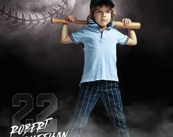 Customizable Baseball Poster Template: Digital Photo Backdrop (PSD)
