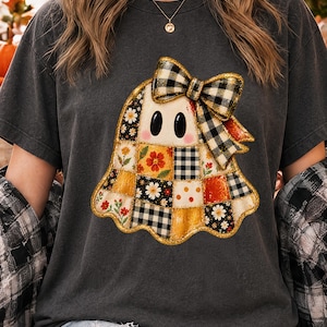 Patchwork Ghost PNG | Halloween Shirt Design, Mended With Love Ghost PNG, Patchwork Halloween Sublimation Design (Digital Download)