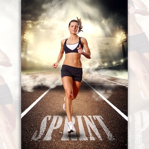 Plantilla de póster deportivo, fondo de atletismo / Plantillas deportivas personalizadas, fondo digital