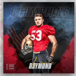 Sports poster template - Digital football background - Keep your rugby memories, photoshop collage templates