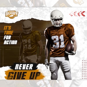 Sports poster template - Digital football background - Keep your rugby memories, photoshop collage templates