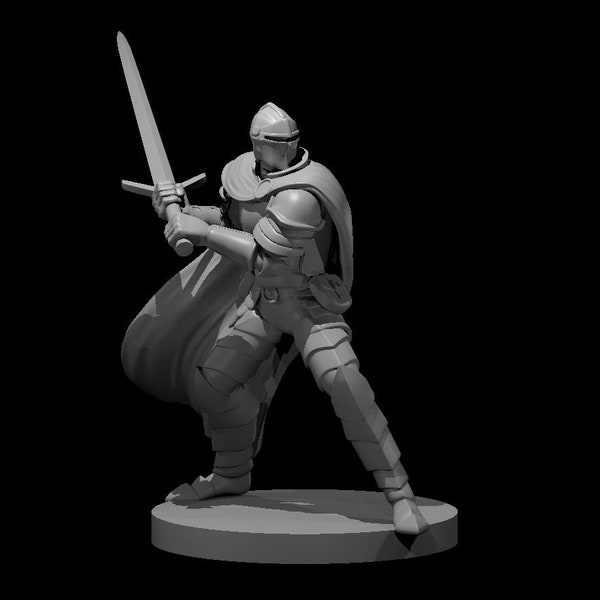 Knight - Male - 1" (28mm) Scale Tabletop RPG Mini for D&D, Pathfinder, and more