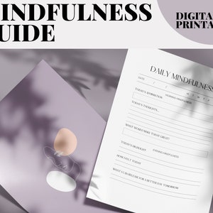 Daily Mindfulness Guide, Mindfulness Journal, Self Reflection, Mindfulness Journal Printable, Digital Mindfulness Journal Daily Reflection