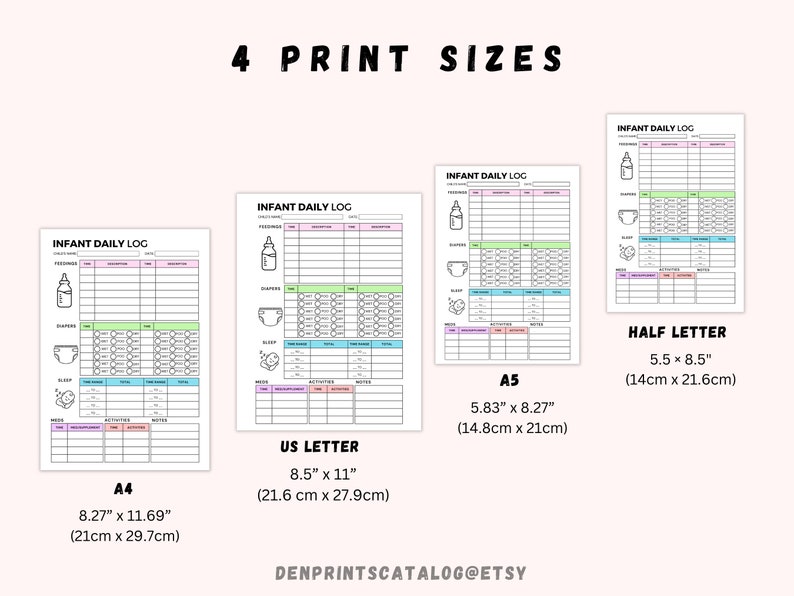 Infant Daily Log Printable, Daycare Printable Baby Log, Infant Toddler ...