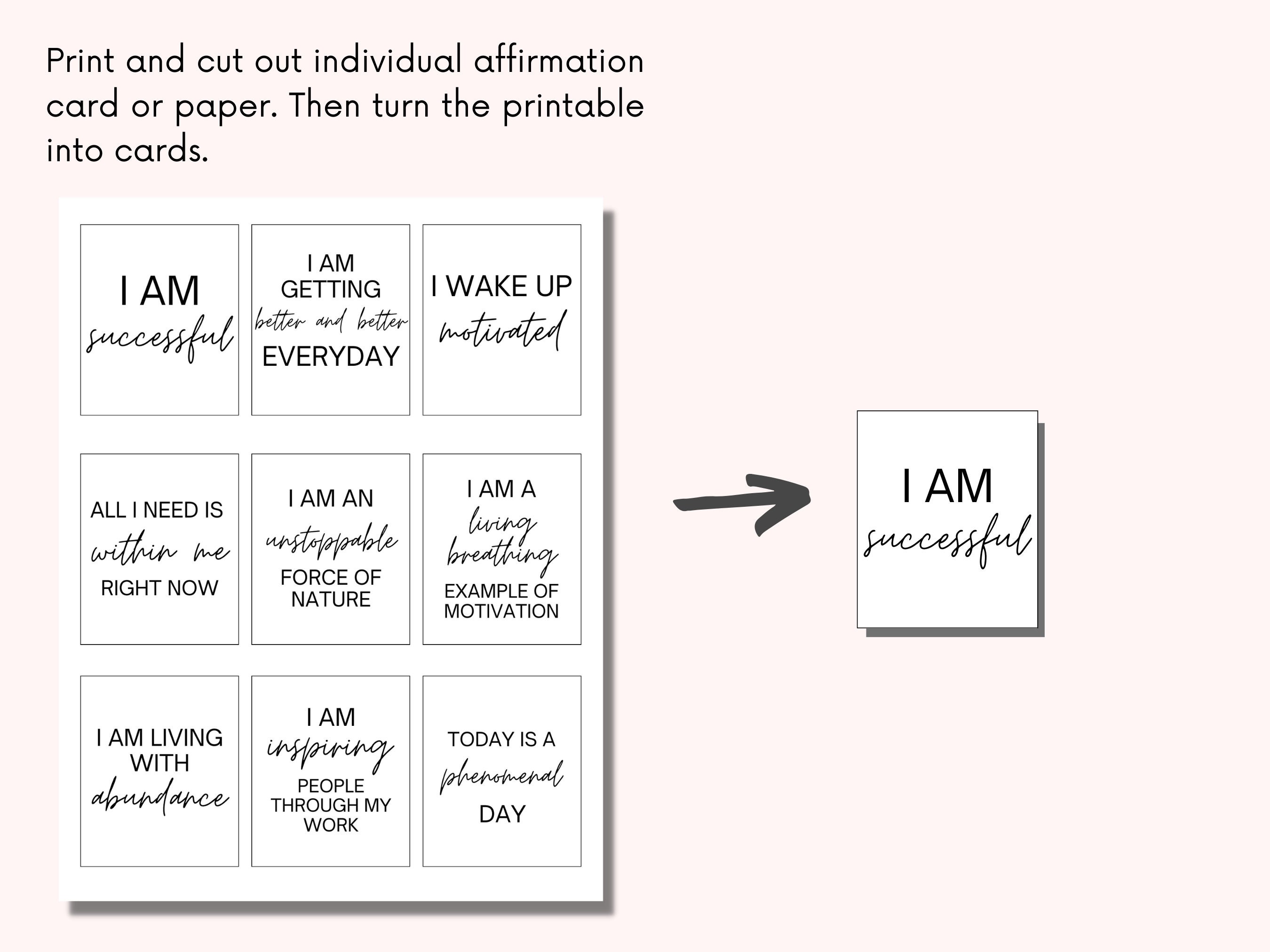 63 Positive Affirmation Card Deck, Vision Board Printables