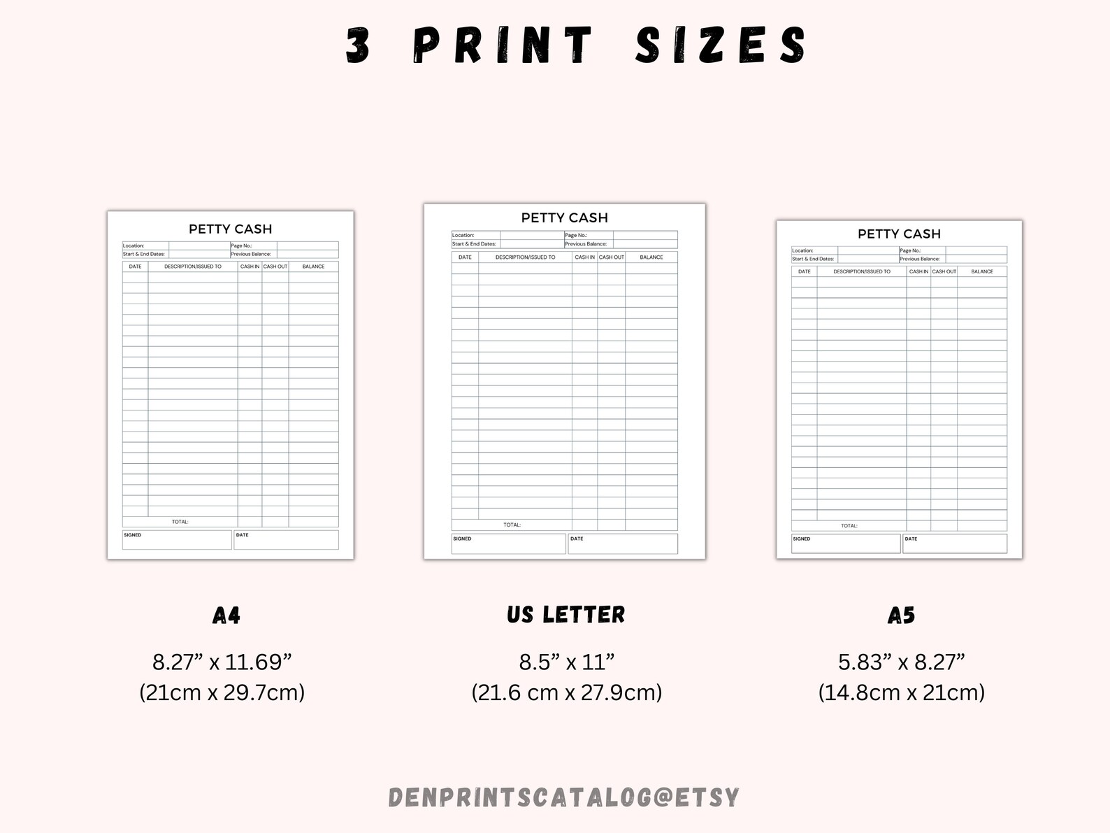 Petty Cash Ledger Printable Petty Cash Log Printable Petty - Etsy Canada