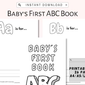 Blank Alphabet Book, ABC Baby Shower Coloring Book, Baby&#39;s First ABC Book, Baby Shower Activities, Baby Shower Guest Game, Instant Download