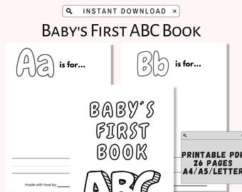 Blank Alphabet Book, ABC Baby Shower Coloring Book, Baby's First ABC Book, Baby Shower Activities, Baby Shower Guest Game, Instant Download