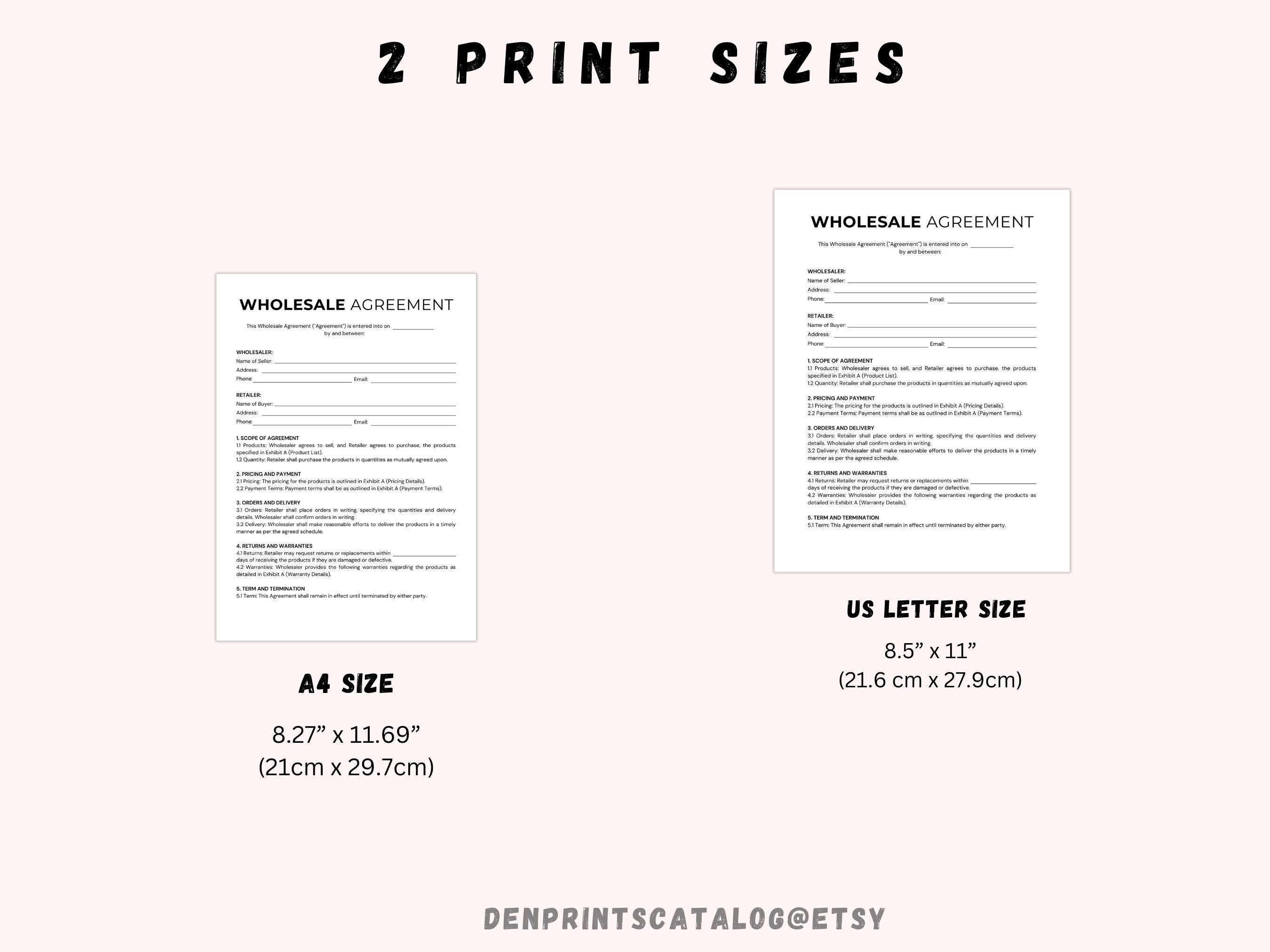 Wholesale Agreement Fillable PDF, Wholesale Contract Template