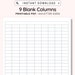 9 Blank Columns Chart Text Input Print and Write PDF Digital Download ...