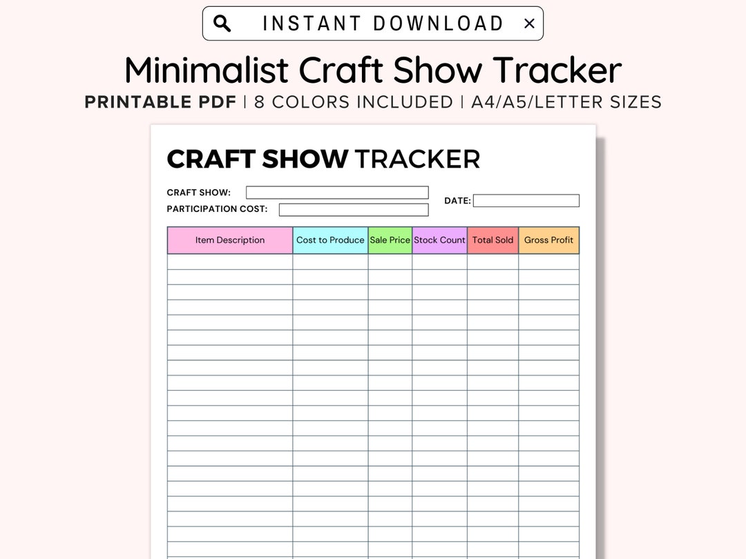 Craft Show Tracker Printable Craft Fair Planner Craft Show - Etsy