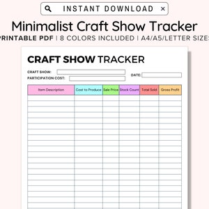 Craft Show Tracker Printable Craft Fair Planner Craft Show - Etsy