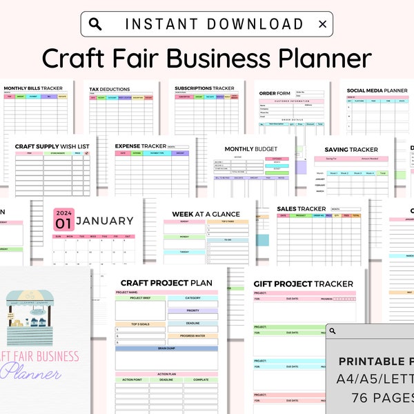 Craft Fair Planner, Craft Show Templates, Market Stall Planner, Inventory Sheet, Sales Log, Craft Show Display Plan,Trade Show Organizer,PDF