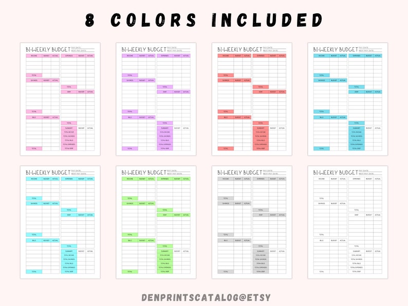 EDITABLE Biweekly Budget Planner, Bi-weekly Template, PDF Printable ...