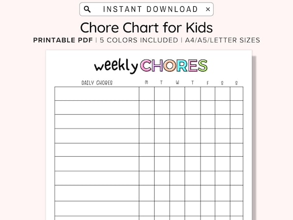 Chore Chart, Printable Editable Daily & Weekly Kids Chore Responsibility  Chart, Instant Download, Kids Routine Chart, Digital Download -  Denmark