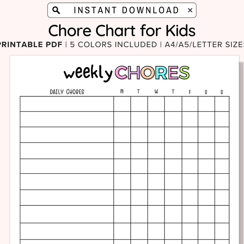 Teen Chore Chart - Etsy