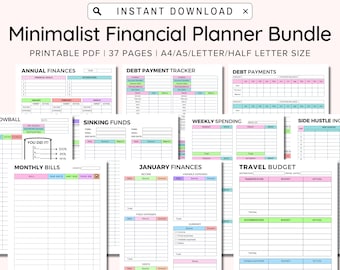 Finance Planner BUNDLE! Budget Planner Templates, Financial Savings Tracker Printable Binder, Monthly Debt, Bill, Spending, Expenses Tracker