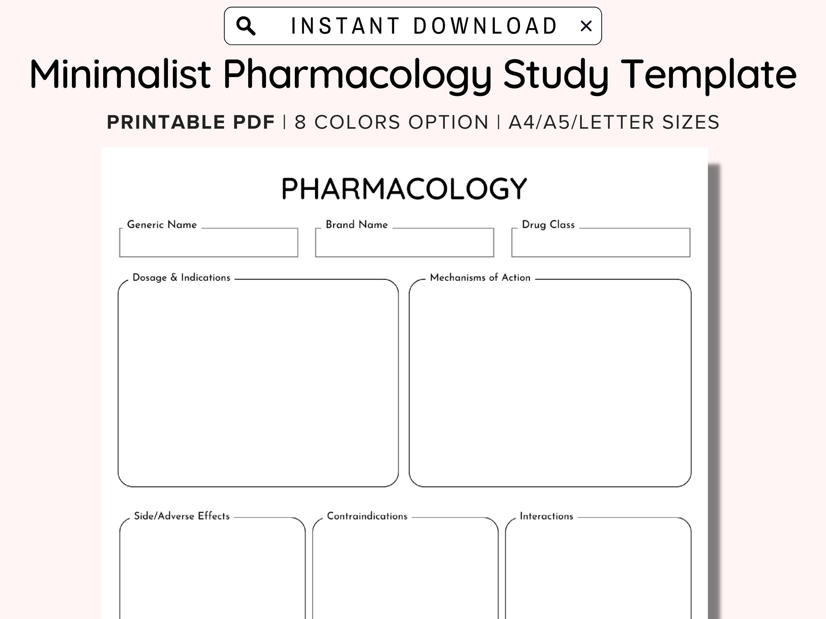 Pharmacology Nursing Template, Nursing Student Printable, Pharmacology Pharmacology Nursing Template, Nursing Student Printable, Pharmacology