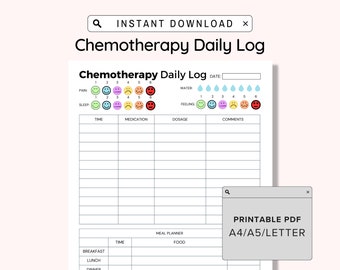 Buy Printable Chemotherapy Symptom Log, Daily Chemo Tracker