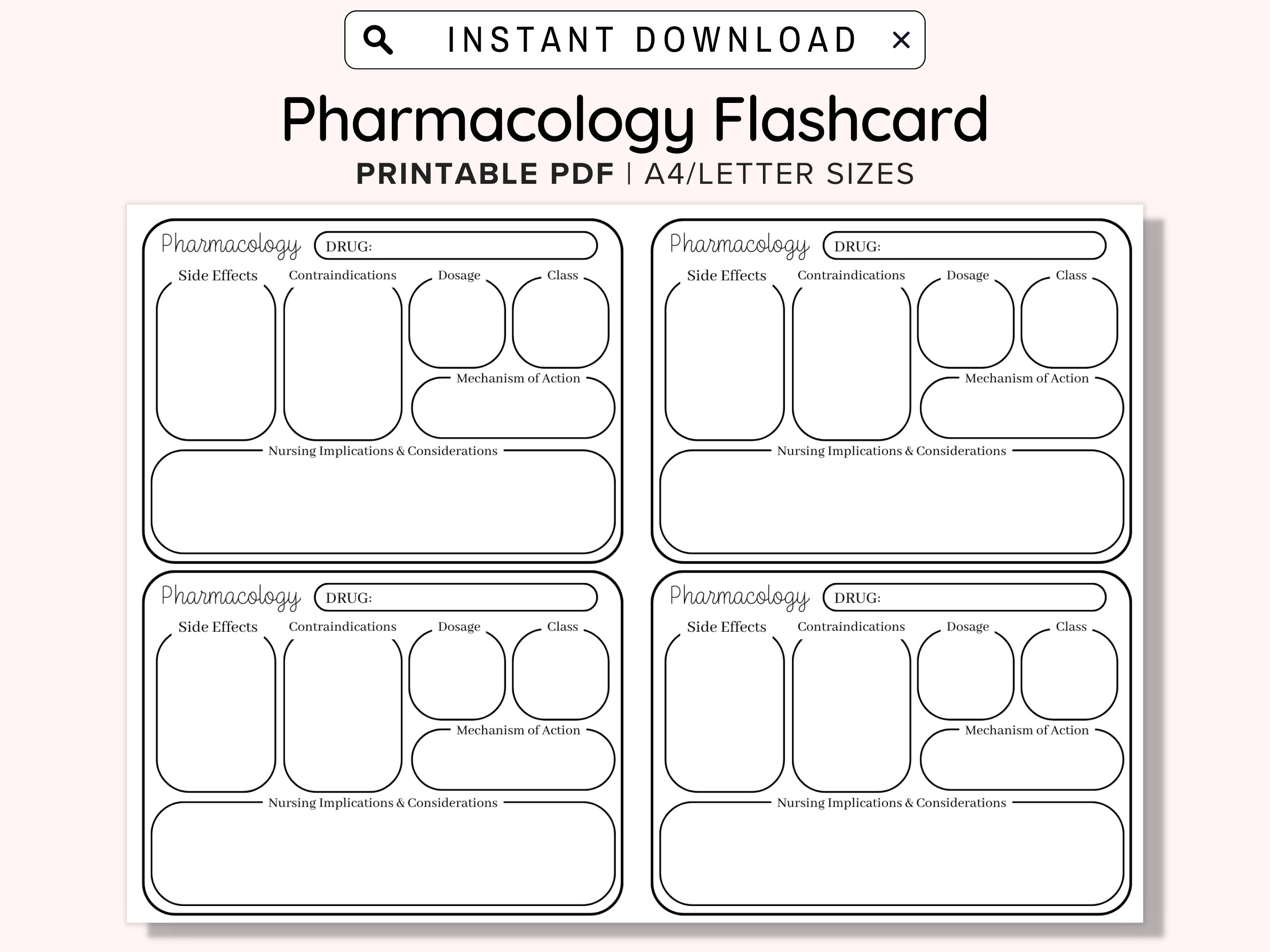 Drug Card Template, Nursing Pharmacology Printable, Nursing Notes Drug Card Template, Nursing Pharmacology Printable, Nursing Notes