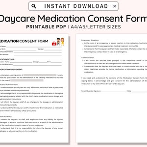 Daycare Medication Forms: Medication Authorization Form, Medication Log, Customizable on Canva - Perfect for Daycare, Preschool, Childcare