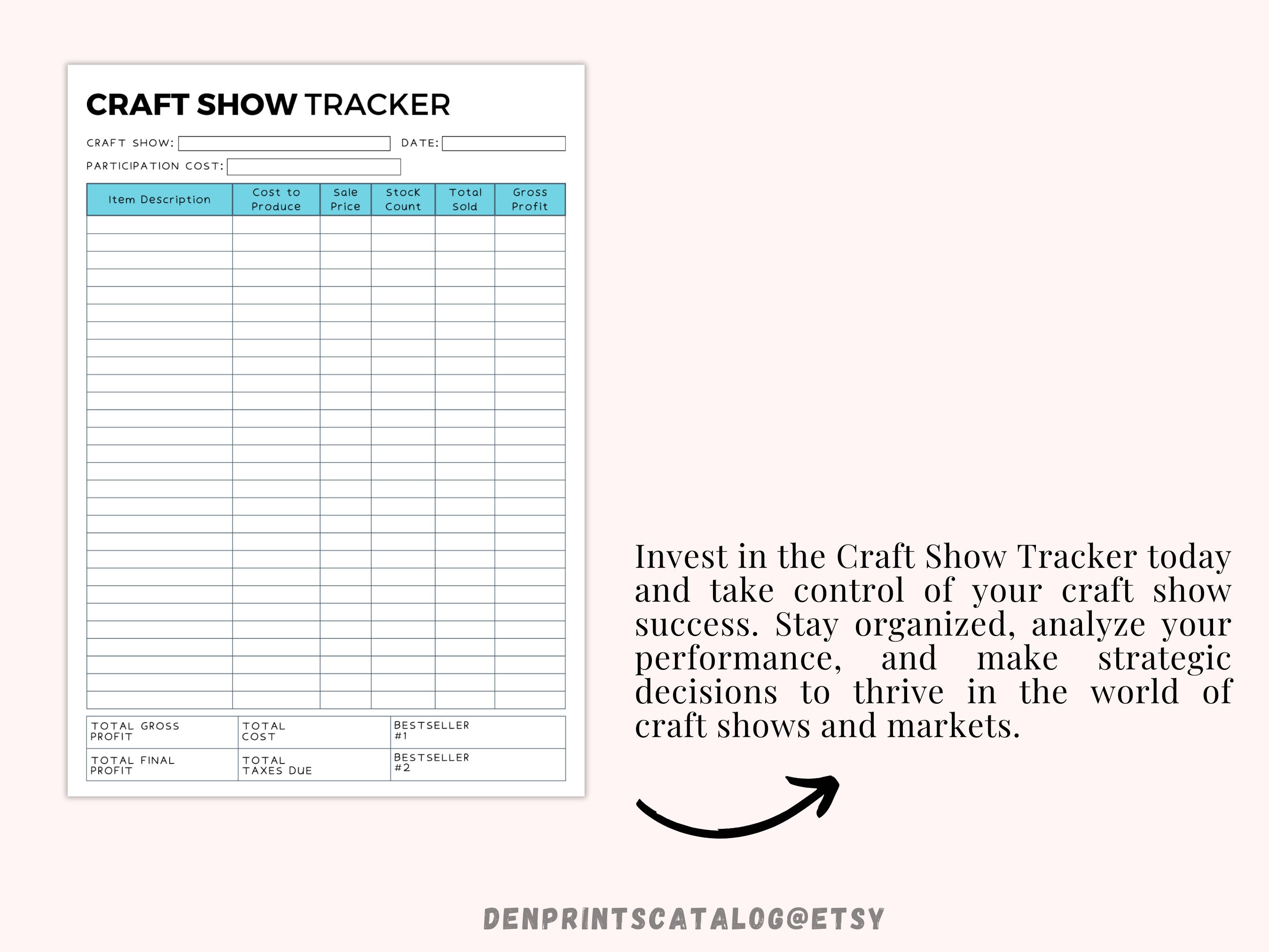 Craft Show Tracker Printable, Craft Fair Planner PDF, Business Forms ...