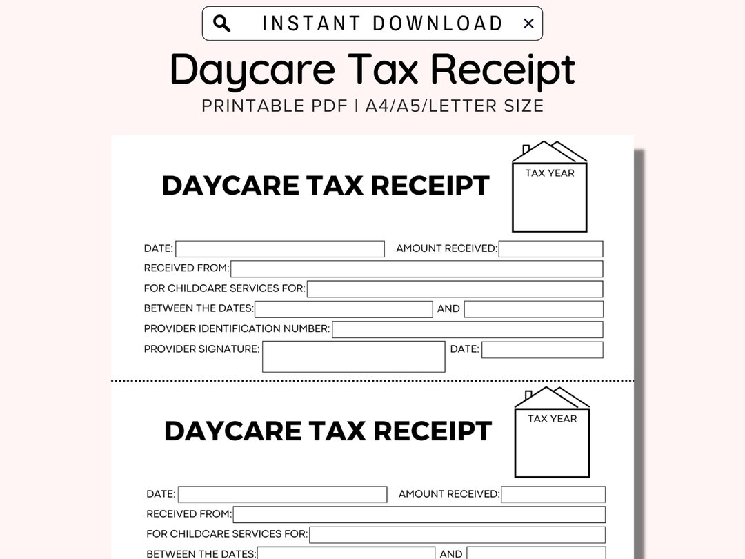 Daycare Receipts Daycare Tax Receipts Daycare Tax Statement Etsy