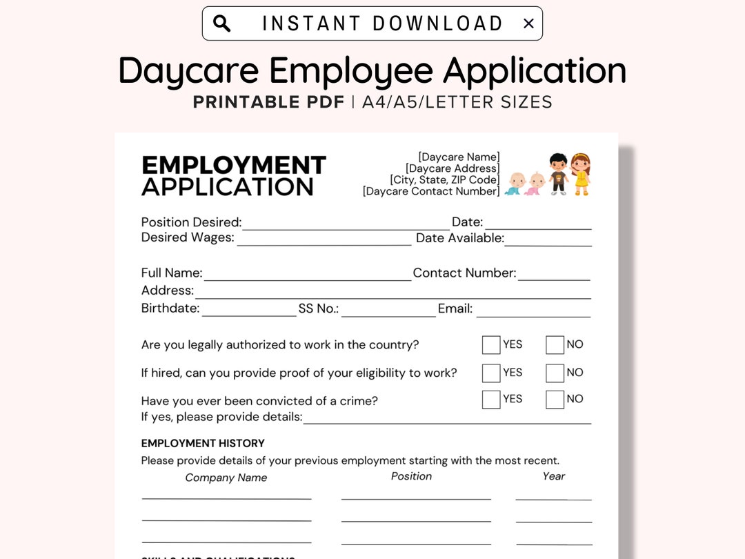 daycare worker application letter