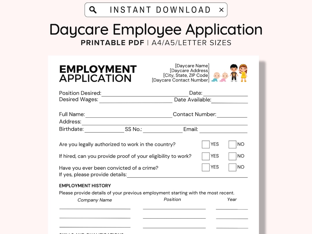 daycare worker application letter