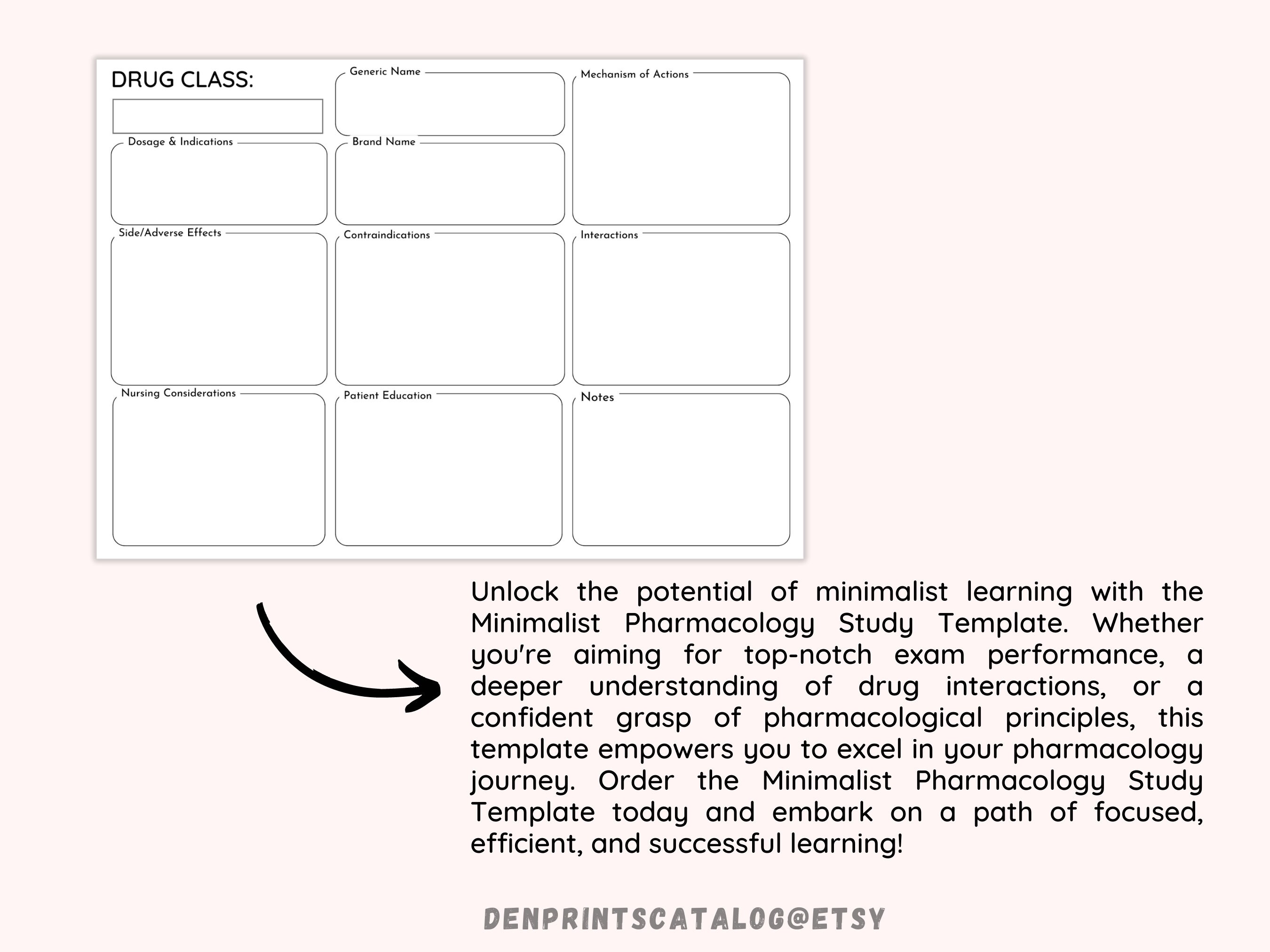 Minimalist Pharmacology Template, Printable Pharmacology Map, Nursing Notes, Nursing School ...