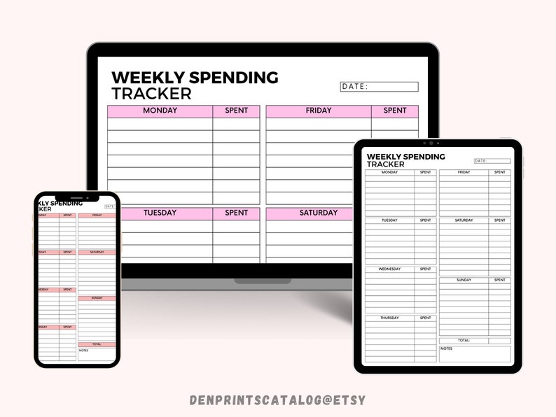 Spending Visual Tracker Weekly Spending Tracker Printable Spending Tracker Expense - Etsy