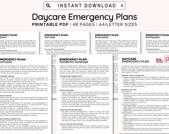 Daycare Emergency Plans, Childcare Center Printable Daycare Forms, Perfect for Preschool, In Home, Child Care Business, Emergency Evacuation