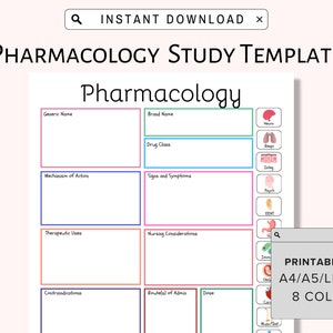 Nursing School Pharmacology Template | Printable Pharmacology Map | Nursing Notes | NCLEX | Nursing Student Study Guide | Nursing Template