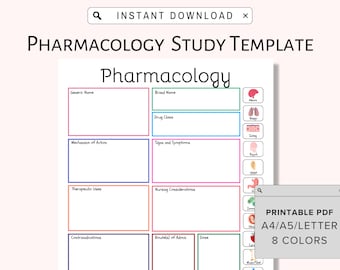 Nursing School Pharmacology Template | Printable Pharmacology Map | Nursing Notes | NCLEX | Nursing Student Study Guide | Nursing Template