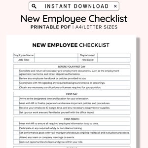 New Hire Checklist Printable, Employee Onboard, Editable Canva, Onboarding Template, HR Template for Onboarding, Employee Contract, PDF