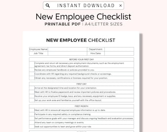 New Hire Checklist Printable, Employee Onboard, Editable Canva, Onboarding Template, HR Template for Onboarding, Employee Contract, PDF