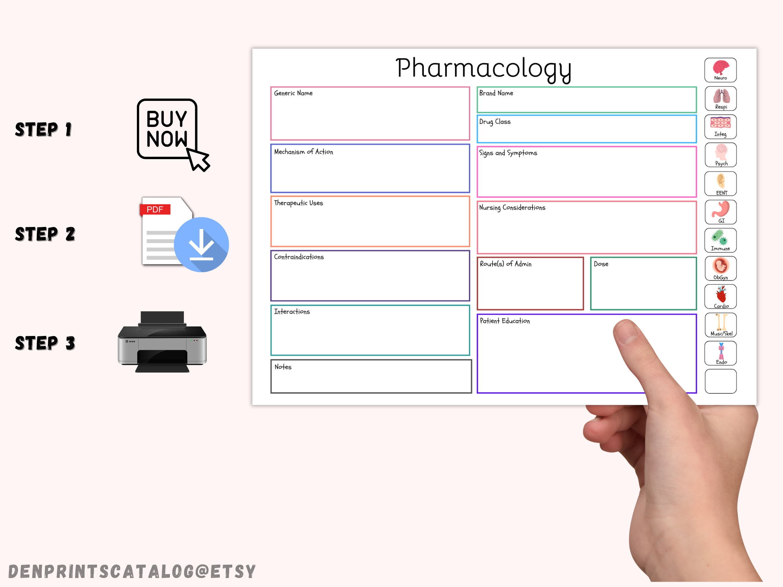 Minimalist Pharmacology Template, Printable Pharmacology Map, Nursing Notes, Nursing School ...