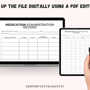 Printable Medication Administration Record, Ready To Print Medication Log Chart, Post-Surgery Medication Chart, Paramedics and Nurses image 6