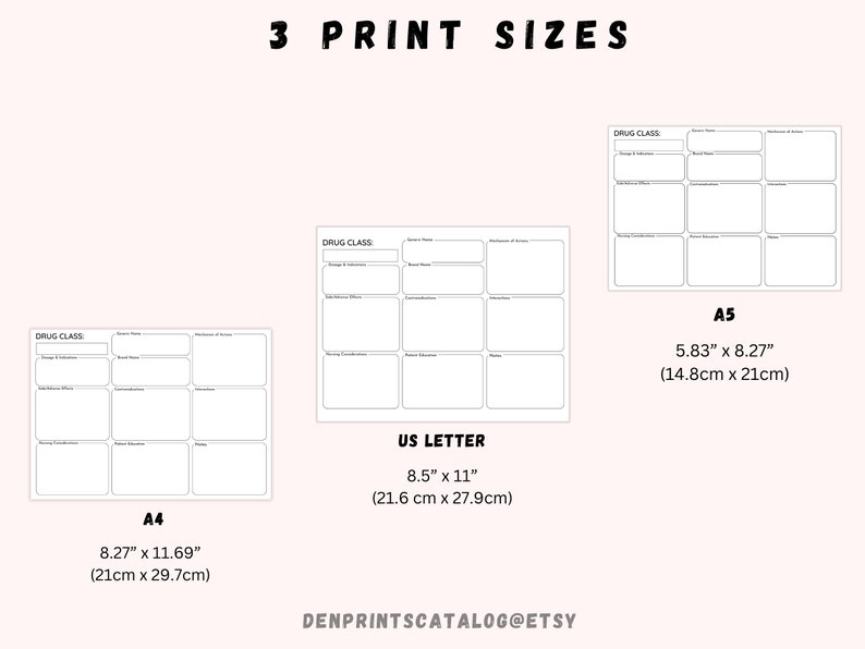 Minimalist Pharmacology Template, Printable Pharmacology Map, Nursing Notes, Nursing School Template, NCLEX, Nursing Student Study Guide,PDF image 5