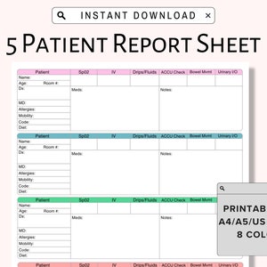 5 Patient Report Sheet Nursing Med Surg Report Sheet Nurse Brain Sheet ICU Nursing Handoff New Grad Rn Report Patient Report Sheet A4 Letter
