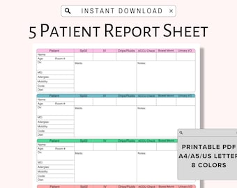 5 Patient Report Sheet Nursing Med Surg Report Sheet Nurse Brain Sheet ICU Nursing Handoff New Grad Rn Report Patient Report Sheet A4 Letter