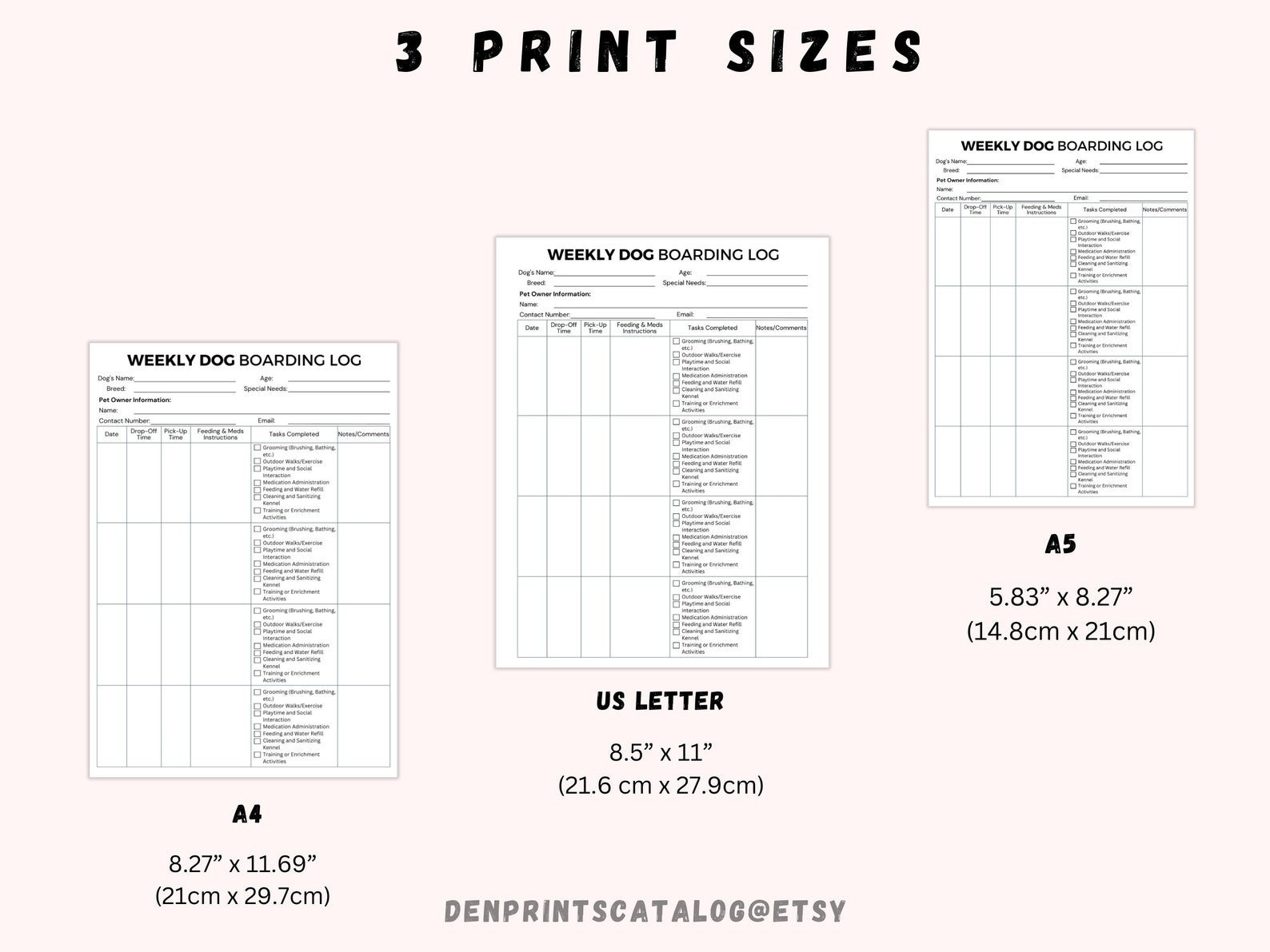 Essential Weekly Dog Boarding Log Printable, for a Kennel or Home ...
