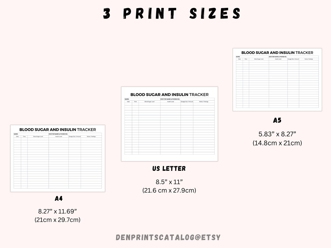 Blood Sugar and Insulin Tracker Printable Print and Write - Etsy