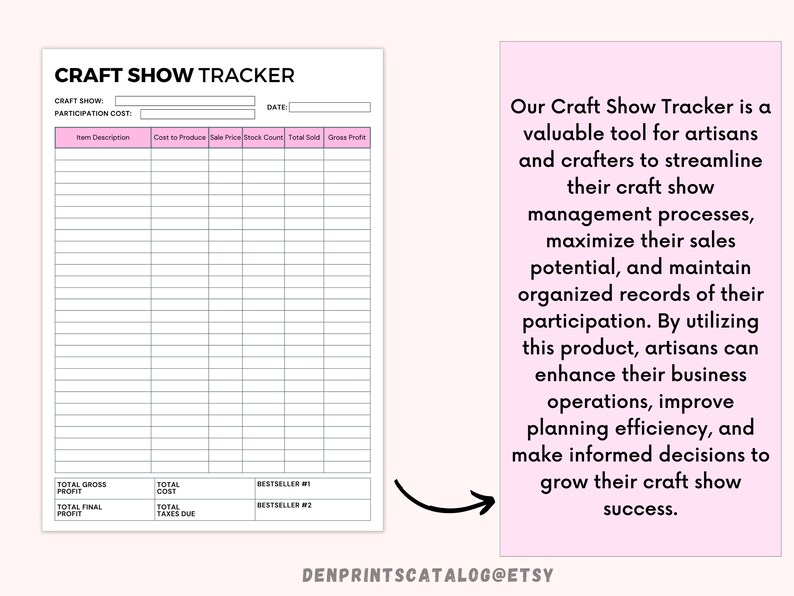 Craft Show Tracker Printable Craft Fair Planner Craft Show - Etsy