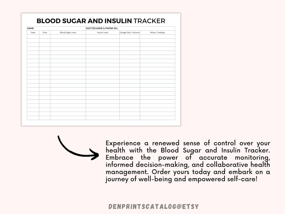 Blood Sugar and Insulin Tracker Printable Print and Write - Etsy